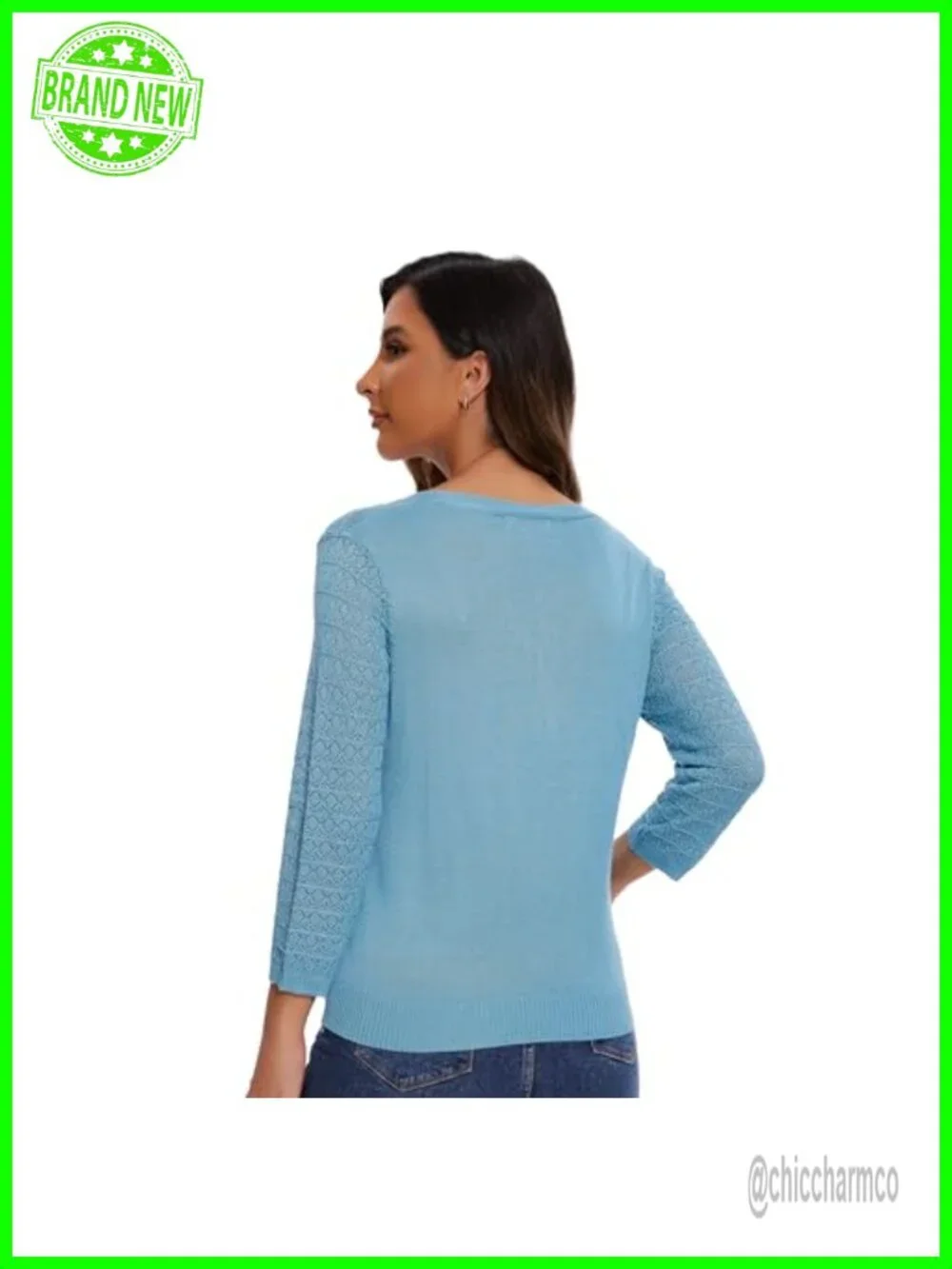 Crochet Knit 3/4 Sleeve Cardigan Shrug